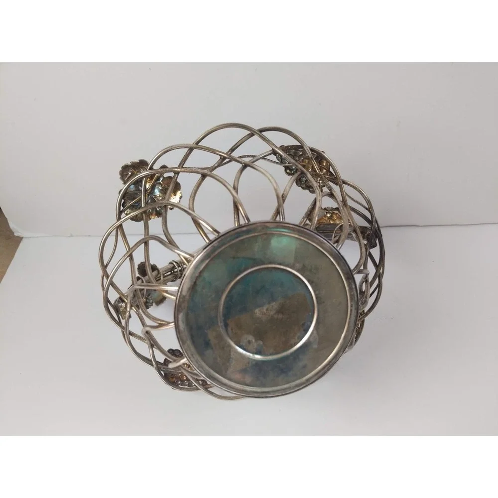 Godinger Silver Grape Vine Leaf Fruit Bread Bowl Basket w/ Handle 7 1/2